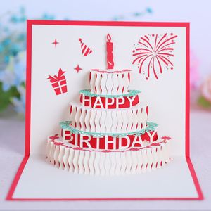 Cartes de voeux Fête d'anniversaire Favors Décorations de fête d'anniversaire enfants 90 degrés 3D Anniversaire Gâteau Pop Up Carte de voeux