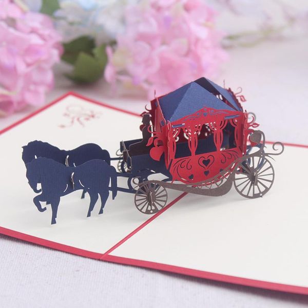 cartes de voeux fête d'anniversaire faveurs décorations de fête d'anniversaire enfants transport papier d'art pop up cartes de mariage carte de voeux