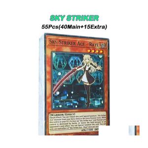 Cartes de voeux Jeux de cartes Yu Gi Oh Jeu de société 55 Pcs / Set Yugioh Sky Striker Ace Deck Version anglaise Jouant avec une boîte en fer blanc T220905 Dr Dhq3P