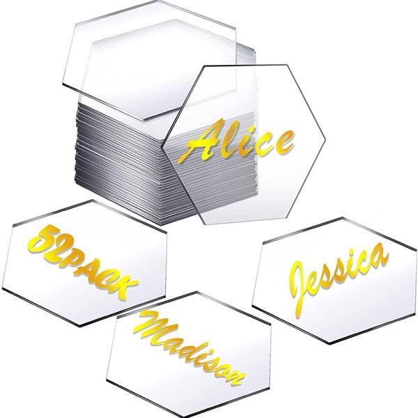 Cartes de voeux Effacer Acrylique Lieu Banquet De Mariage Blanc Hexagone Tuile Siège Nom Numéro De Table pour Fête D'anniversaire Décoration Signe 220919