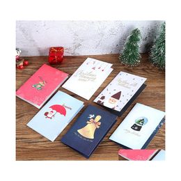 Cartes de voeux Creative 3D Pop Up Carte Mignon Dessin animé Invitation de Noël Noël Père Noël Cadeau Carte postale DBC Drop Livraison Accueil Garde Dhwcj