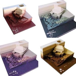 Cartes de vœux Modèle de construction créatif 3D Notes autocollantes Carte de message d'amour Aimant de réfrigérateur Cadeau de vacances