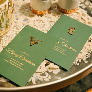 Cartes de voeux Creative Vintage Metal Deer Bronzing Christmas Card Birthday Thanksgiving Day Decoration