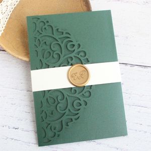 Tarjetas de felicitación Tarjetas de invitación verde esmeralda Feria de bodas Anuncio de parte Tarjeta de regalo de aniversario de matrimonio Impresión personalizada 50 juegos 230731