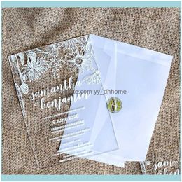 Cartes de vœux Événement Fête Fête Fournitures Maison Jardin20pcs Acrylique Transparent Cristal Invitation De Mariage Créatif Personnalisation Personnelle