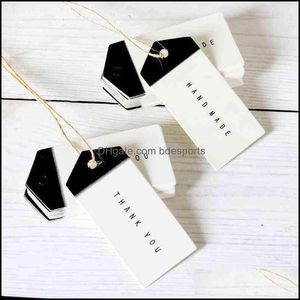 Cartes de vœux Événement Fête Fournitures Fête Maison Jardin 50 Pcs Noir Blanc À La Main Merci Étiquettes Paquet De Cuisson Accrocher Vêtement Chaussures Sacs T