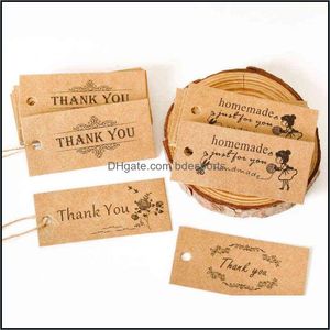 Cartes De Voeux Événement Fête Fournitures Festive Maison Jardin 50 Pcs Petite Taille Merci Kraft Étiquettes De Cadeau À La Main Étiquette D'emballage Maison Mini De