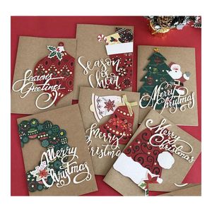 Greeting Cards Factory Direct Supply Christmas 3D Threensional Card Kraft Paper Bronzing Holiday Wholesale Drop Delivery Home Garden Otrph