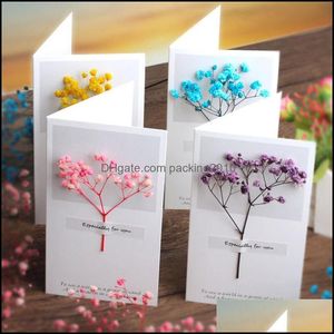 Cartes de voeux Fleurs Cartes de voeux Gypsophile Séché Carte de bénédiction manuscrite Cadeau d'anniversaire Invitations de mariage Dhs 101 Drop Deli Dhwab