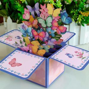Greeting Cards for Birthday Tropical Bloom Greeting Card 3D Pops-up Bouquet DaisyCarnation Paper Flowers RoseLilySunflowerTulip 230614