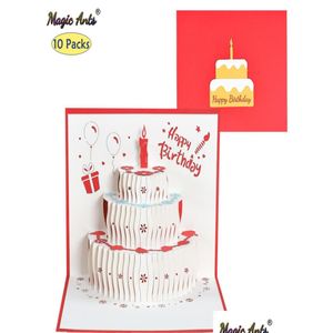 Tarjetas de felicitación Tarjetas de felicitación 10 paquetes 3D Happy Birthday Cake Popup Regalo para niños Mamá con sobre hecho a mano 2210137730848 Home Garden Dhnpz