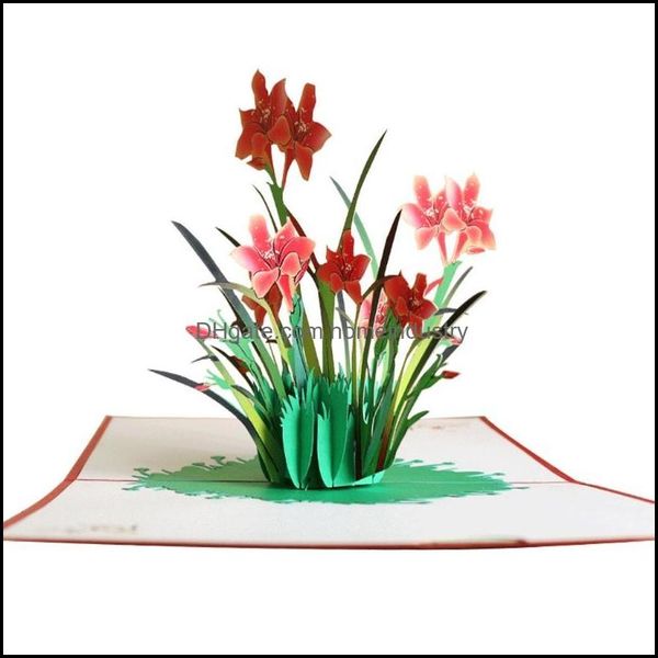 Cartes de voeux Cartes de voeux 3D -Up Flower Floral Card For Birthday Msee Pics Fathers Day Graduation Wedding Anniversary Drop Delive Dhso2