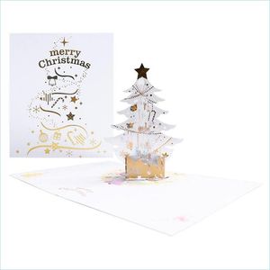 Cartes De Voeux Cartes De Voeux Sapin De Noël En Cristal Avec Enveloppe 3D -Up Joyeux Noël Carte Père Noël Flocon De Neige Cartes Postales Pour Enfant Gri Dhzxf