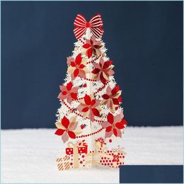 Wenskaarten wenskaarten Merry Christmas Tree Winter Gift -Up decoratiestickers Cut Jaar drop levering 2021 Home Garden Festiv DHKWS