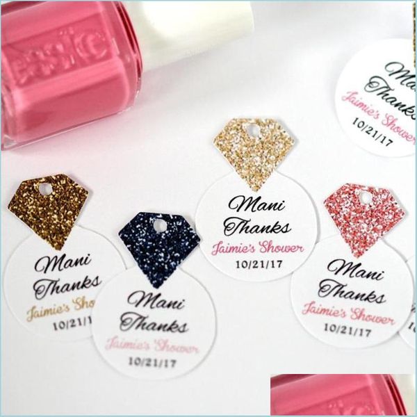 Cartes de vœux Cartes de vœux Personnaliser Serez-vous ma demoiselle d'honneur Tags Vernis à ongles Faveur Cadeau de fête de mariage Bague en diamant Tag Drop D Dhodv