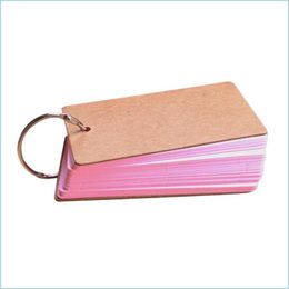 Wenskaarten wenskaarten Portable Buckle Binder Notes Flash Memo Pads Diy Blank Card Stationery Simple Word Book Drop levering 2 DHLV3