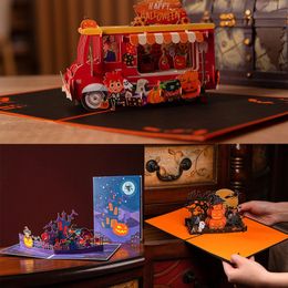 Wenskaarten Hallowmas-uitnodigingen Cadeaukaart 3D Halloween Pop-up voor kinderfeestje 231011