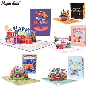 Greeting Cards Happy Birthday Card for Girl Kids Wife Husband 3d Birthday Cake Pop-Up Greeting Cards Postcards Gifts with Envelope 230923