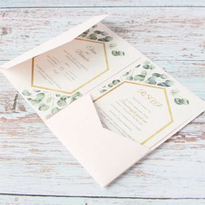Wenskaarten Lichtroze uitnodigingskaart Laid Paper 250g Elegante bloemen bruiloft bruids douche feest Aangepaste bedrukking Uitnodiging RSVP 50 sets 231102