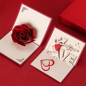 Cartes de vœux Amour Carte postale 3D Pop UP Cartes de vœux Anniversaire de mariage pour couples femme mari fait à la main Cadeau de Saint Valentin 231204