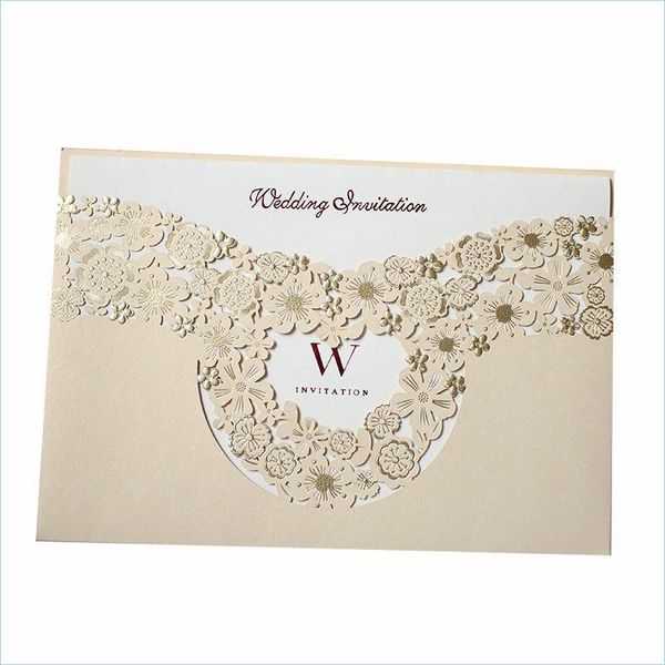 Cartes De Voeux Marier Carte D'invitation Creuser Cartes De Voeux Or Mariage Décorer Fournitures Creative Po Carton Spécial S 1 7 Dhg7C