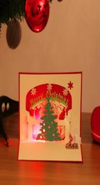 Cartes de voeux Merry Christmas Carte avec LightMusic 3D Up Stéréo Blessing Tree Friends Gift Gifts Wishes Postcard9767857