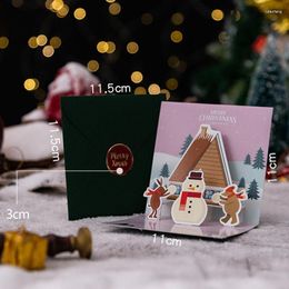 Cartes de voeux Joyeux Noël Carte Avec Enveloppe Père Noël Bonhomme De Neige Arbre 3D UP Fête Invitation Cadeaux Pliant Type Carte Postale