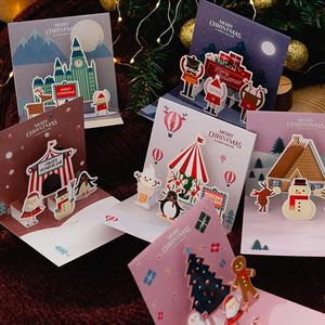 Cartes de voeux Joyeux Noël Carte Avec Enveloppe 3D UP Père Noël Bonhomme De Neige Arbre Amis Famille Cadeaux De Noël Souhaits Carte Postale