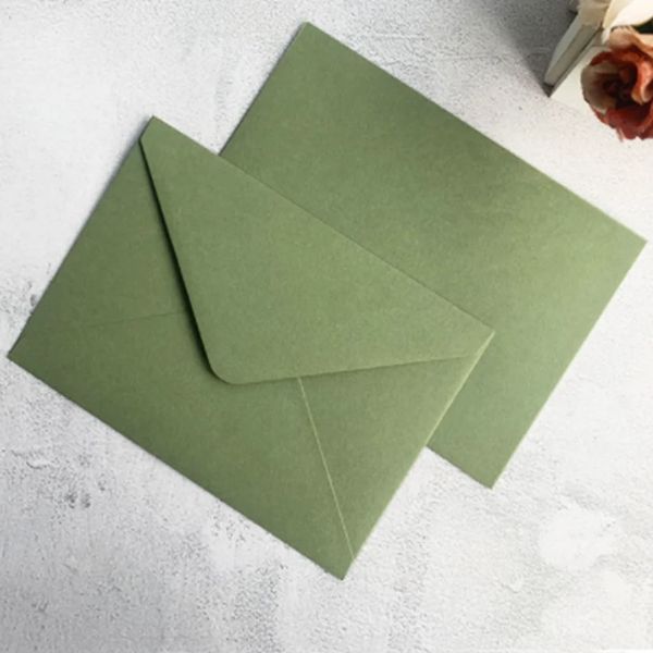 Cartes de voeux Carte d'invitation vert olive enveloppe 5,3 