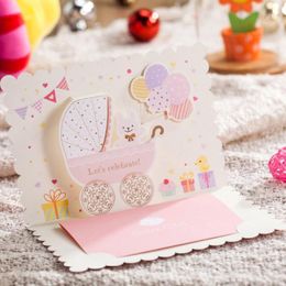 Cartes de voeux invitation de douche de bébé bleue rose avec un kit de carte invitation de voiture mignonne pour boy girl anniversaire