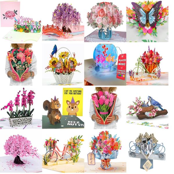 Cartes de vœux Roses roses Carte pop-up 3D pour tous les jours Fête des mères Saint-Valentin Merci de vous rétablir juste parce que Adts ou enfants 5 X 7 Er I Amxdr