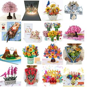 Cartes De Vœux Pop Up Tropical Bloom 12 Pouces Taille Réelle Bouquet De Fleurs Popup 3D Avec Carte De Note Et Enveloppe Oiseaux De Paradis Lotus Am9Dt