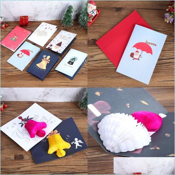 Cartes De Voeux Pop Up Carte De Voeux De Noël Dessin Animé Invitation De Noël Année Bébé Cadeaux Cartes Drop Delivery Home Garden Festive Party Dhgz6