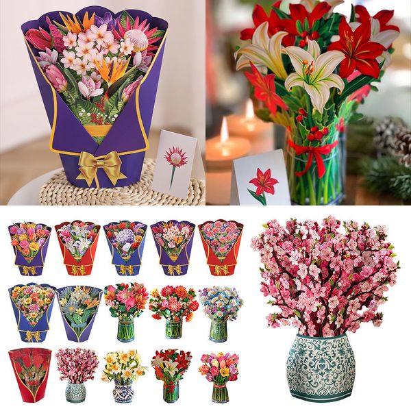 Cartes de vœux PopUp Flower Flora 3D pour l'anniversaire de la fête des mères, l'obtention du diplôme, l'anniversaire de mariage, la sympathie 230411