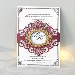 Wenskaarten afdrukken aangepaste luxe laser gesneden bruiloft uitnodigingen van het nieuwste unieke ontwerp met enveloppen feestvoordeeldecoratie