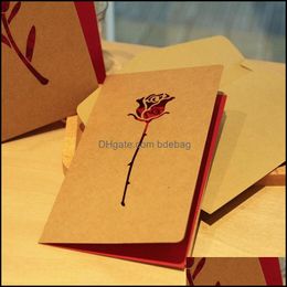 Cartes de voeux Rétro Laser Invitation de mariage pour la fête des mères Valentine Cartes de voeux Rec Kraft Papier Carte de bénédiction de haute qualité 0 9 Dh5As