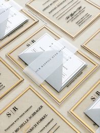 Wenskaarten The Frame's Collection met aangepaste perkament buikband RSVP enveloppen Clear Frost acryl trouwkaarten 100 stuks 230919