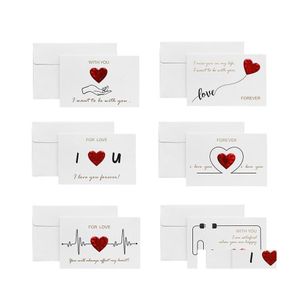 Cartes de voeux Valentine Card Coeur Lettres imprimées Bronzage avec enveloppe Cadeau d'anniversaire de mariage DIY Drop Livraison Home Garden Fe Dhtts