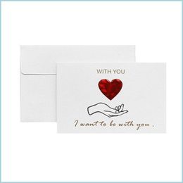 Cartes de voeux Valentine Carte de voeux Coeur Lettres imprimées Cartes bronzantes avec enveloppe Cadeau d'anniversaire de mariage DIY 165 Drop Deli Dhbpb