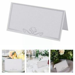 Cartes de vœux Vintage blanc blanc, carte de nom de lieu, fournitures de table de mariage, fête W8E9