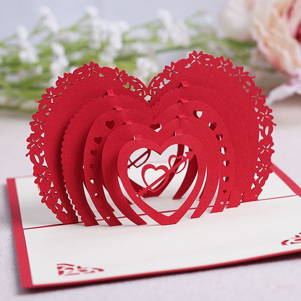 cartes de voeux cartes de mariage cartes pop up carte de voeux de félicitations carte faite à la main carte de Saint Valentin avec enveloppe