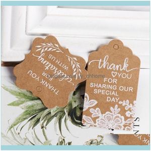 Groet evenement Feestelijke benodigdheden Home Garden 50 stks/pack love Thank You Uitnodiging Tag Decoratie Vintage Kraft Paper Gift Cards Wedding Par