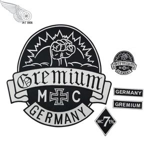 GREMIUM Duitsland Geborduurde Patches Volledige Back Size Patch voor Jas Ijzer Op Kleding Biker Vest Rocker Patch228B