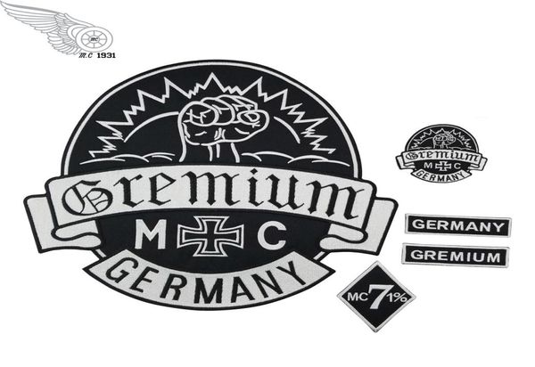 Gremium Alemania parches bordados bordados parche de tamaño posterior para chaqueta de hierro en la ropa chaleco biker rocker parche1118568