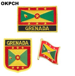 Insignia de parche de bandera de Granada, conjunto de 3 uds. De parches para decoración de ropa DIY PT006831580812