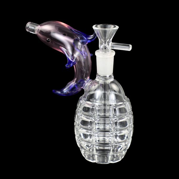 Narguilé en verre en forme de grenade Portable Handheld Water Hookah Bong Dab Silicone Pipes