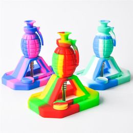 Kits collecteurs de nectar en silicone en forme de Grenade, kits de tuyaux à fumer en silicone incassable avec pointe en titane de 14mm