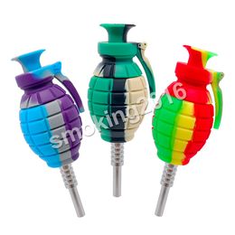 Grenade Silicone Collector Kit avec 14mm gr2 titane pointe plate-forme pétrolière Concentrate Pipe Tip Dab fumer pipe DHL Livraison gratuite