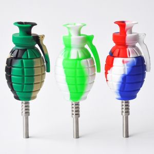 Grenade Silicone Nectar Collector Kit avec gr2 14mm titane pointe plate-forme pétrolière silicone bong pipe à eau
