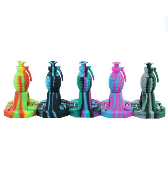 Kit de tuyau de fumée de type grenade, kit de collecteur de tuyaux d'eau en silicone, kits de fumée avec pointe en titane de 14mm multicolore 6150624